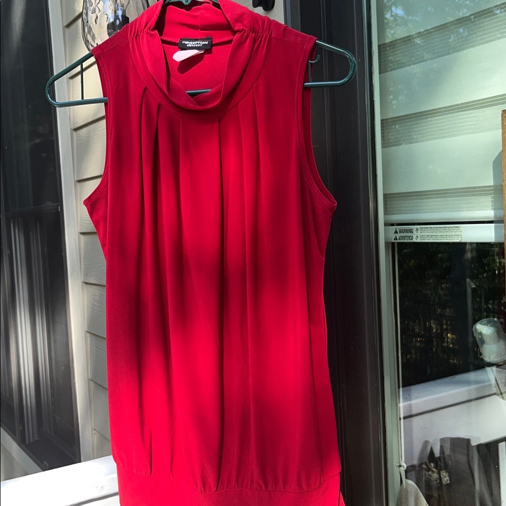 Perceptions Sleeveless Red Cowl Neck Blouse